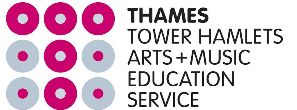 The logo for THAMES (Tower Hamlets Arts + Music Education Service)